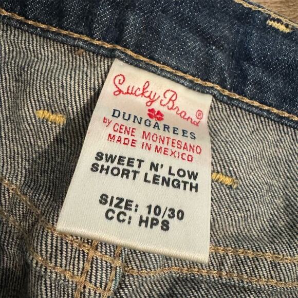 VTG Lucky Brand Y2K Dungarees Bootcut Jeans 10/30 Measures 33x29 Distressed READ - Picture 8 of 12
